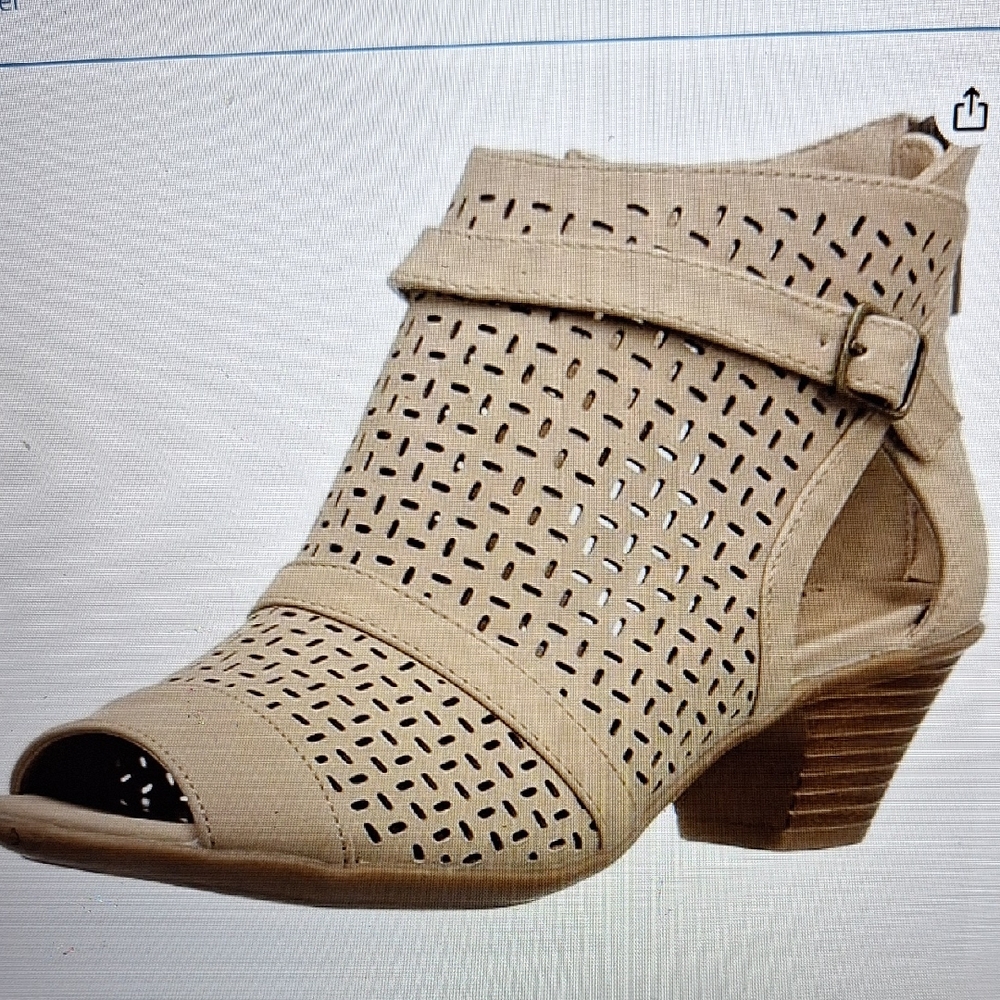 Easy Street Women's Beige Peep-Toe Ankle Boots New